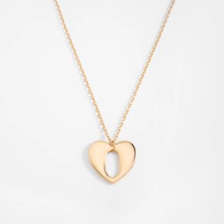 Collar en baño de oro con dije de corazón hueco 42 cm + 10 cm