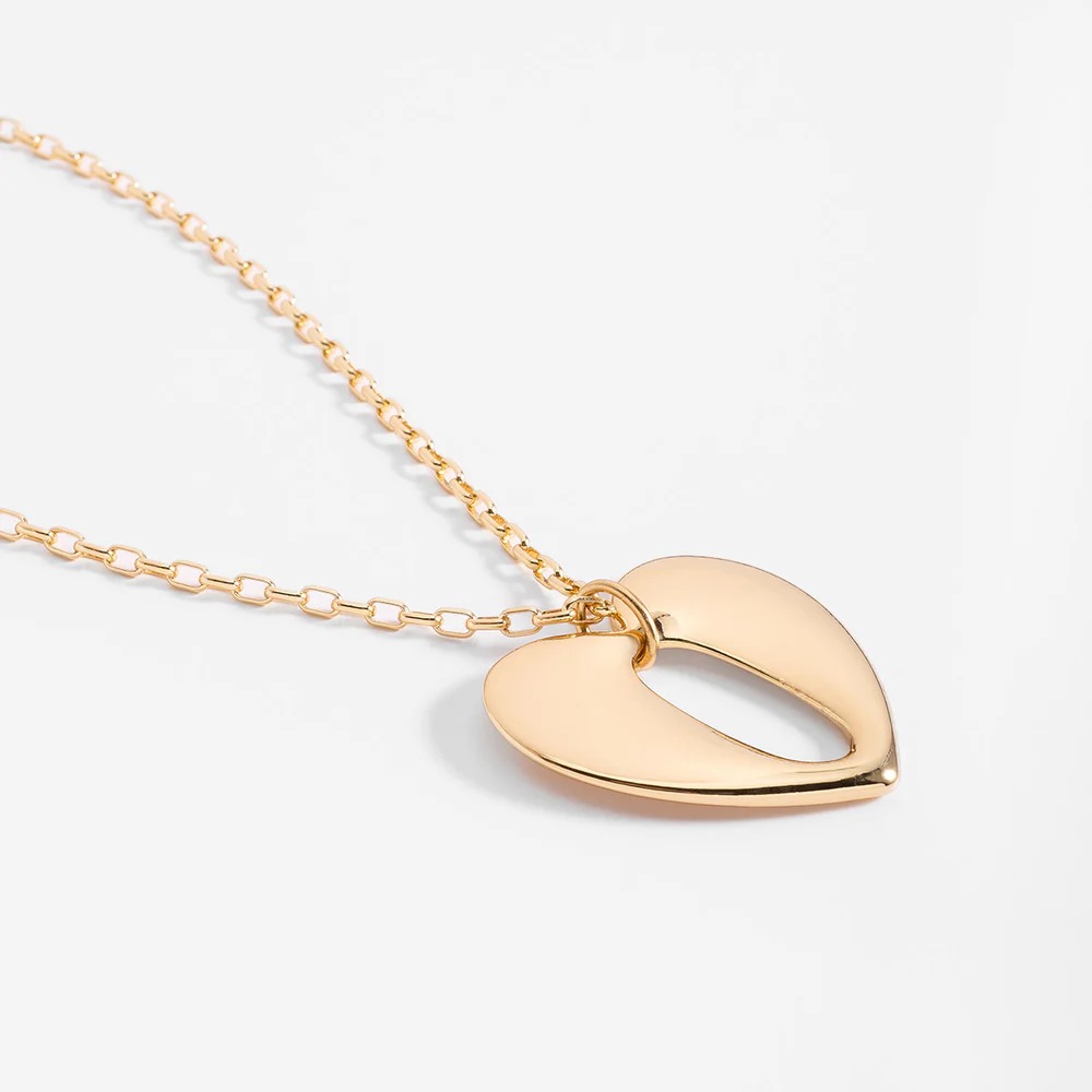 Collar en baño de oro con dije de corazón hueco 42 cm + 10 cm - Imagen 2