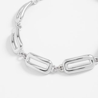 Pulsera en baño de rodio eslabones rectangulares modernos